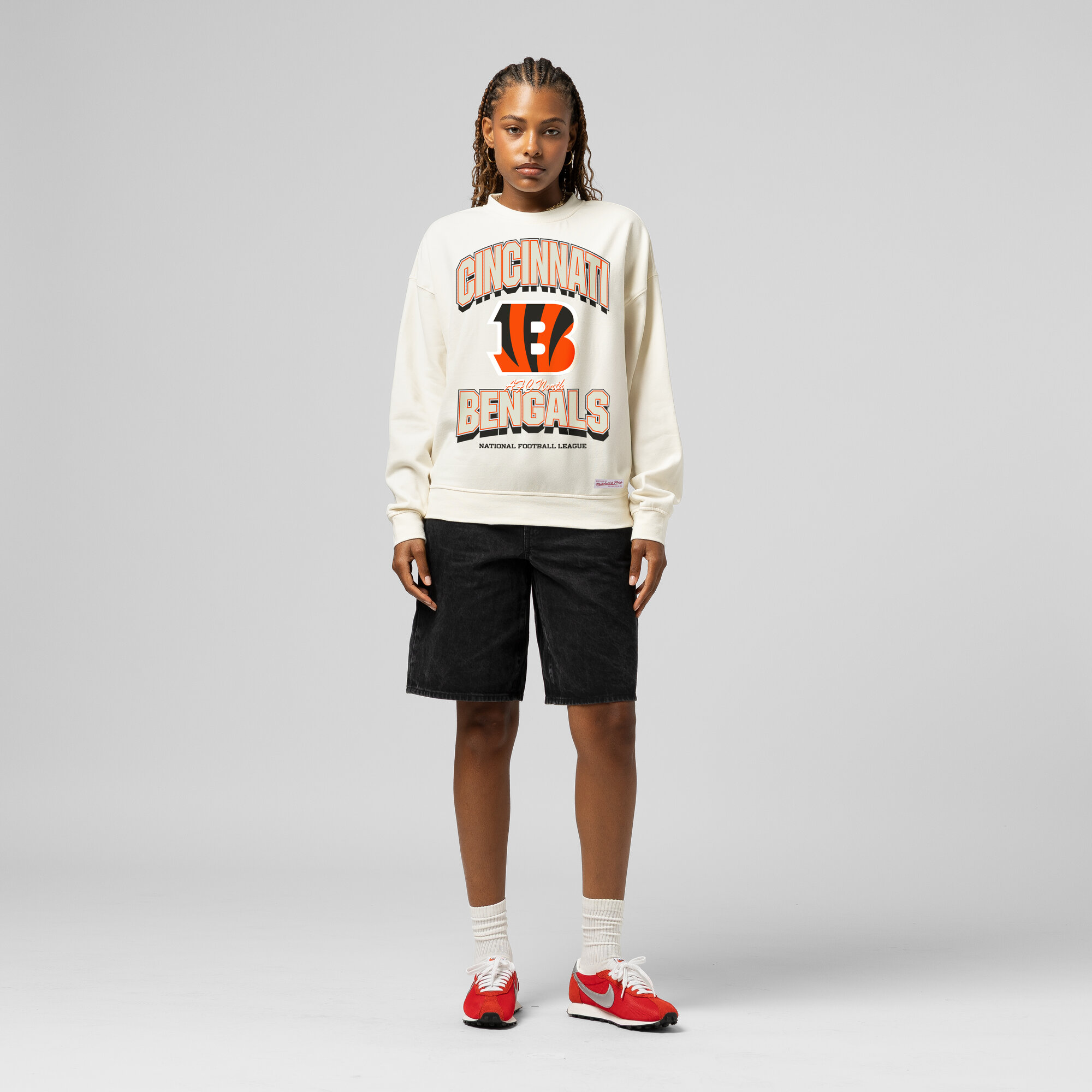 Women's Mitchell & Ness Cream Cincinnati Bengals Tonal Arch Sweatshirt