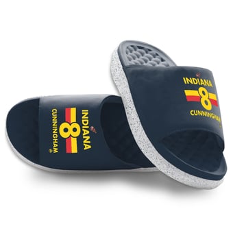 Youth ISlide Sophie Cunningham Navy Indiana Fever Stacked Motive Slide Sandals