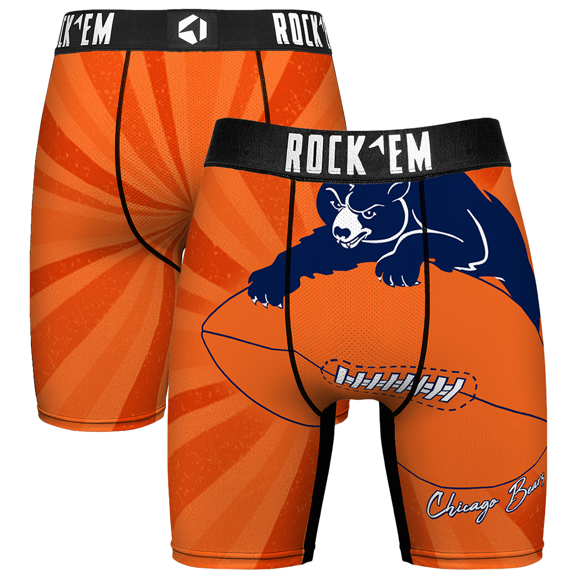 Men's Rock Em  Orange Chicago Bears Throwback Swirl Boxer Briefs
