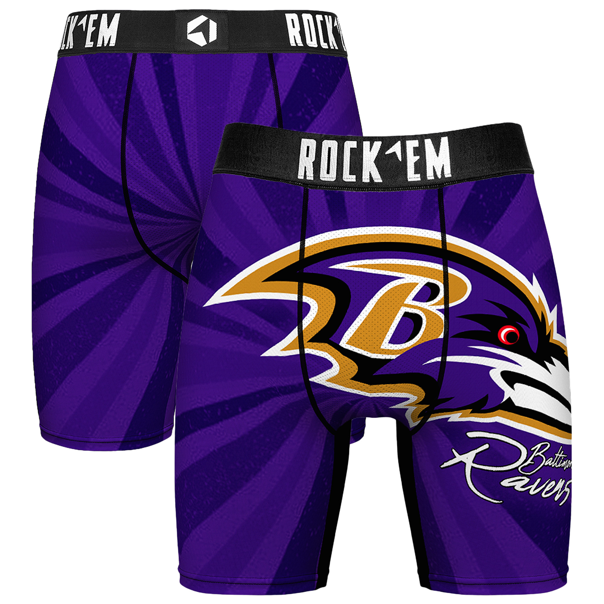 Men's Rock Em  Purple Baltimore Ravens Throwback Swirl Boxer Briefs