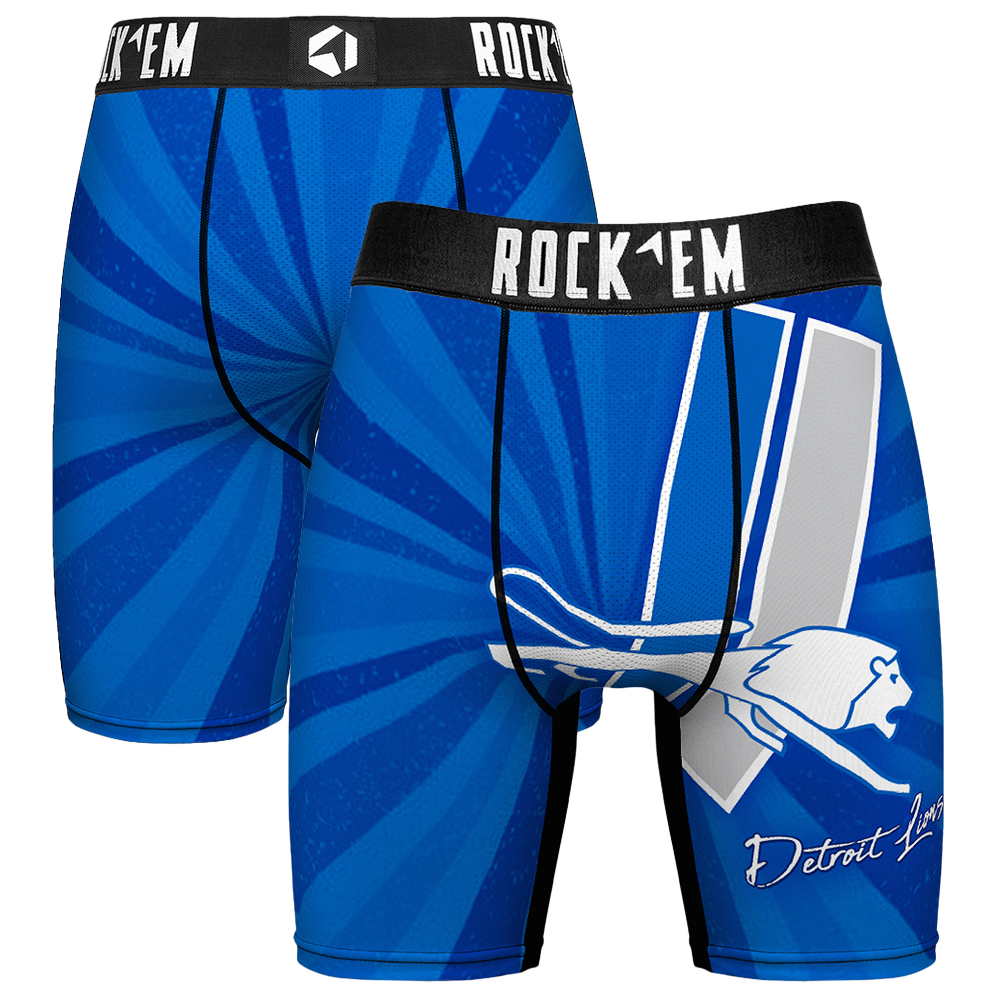 Men's Rock Em  Blue Detroit Lions Throwback Swirl Boxer Briefs