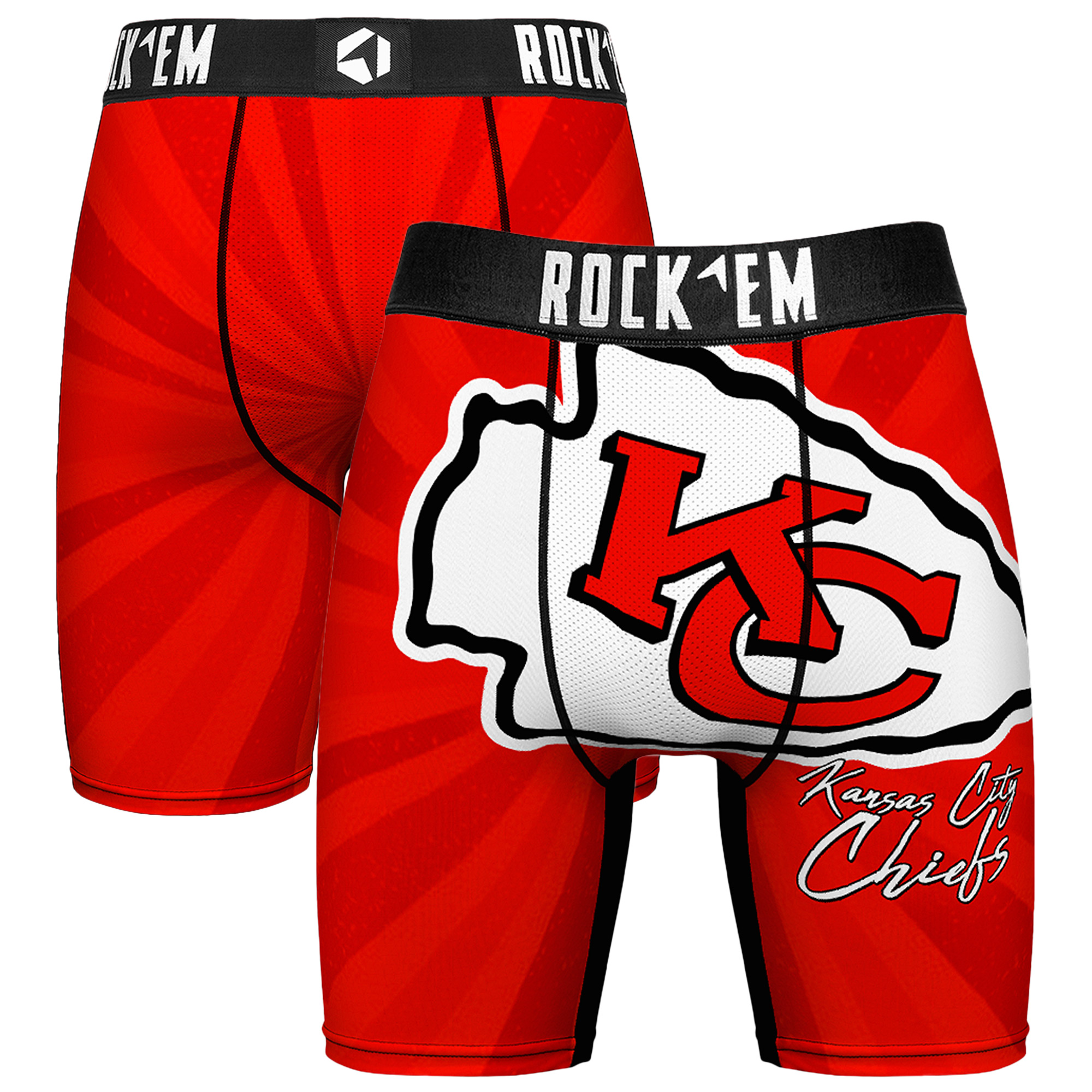 Men's Rock Em  Red Kansas City Chiefs Throwback Swirl Boxer Briefs