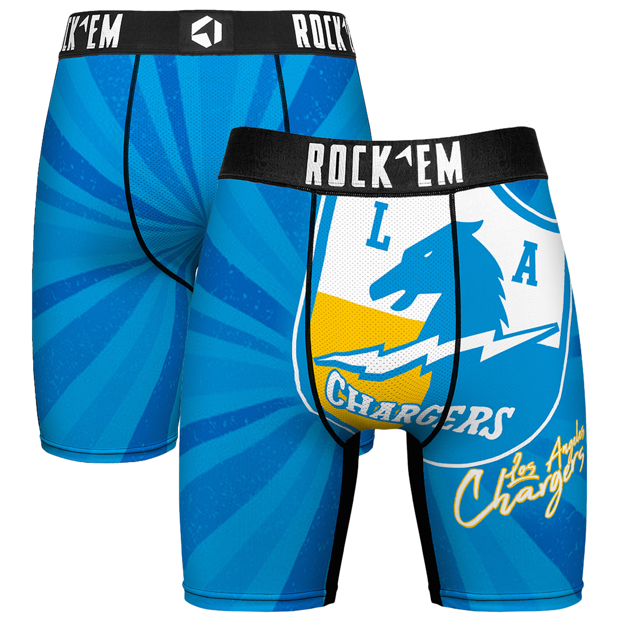 Men's Rock Em  Blue Los Angeles Chargers Throwback Swirl Boxer Briefs