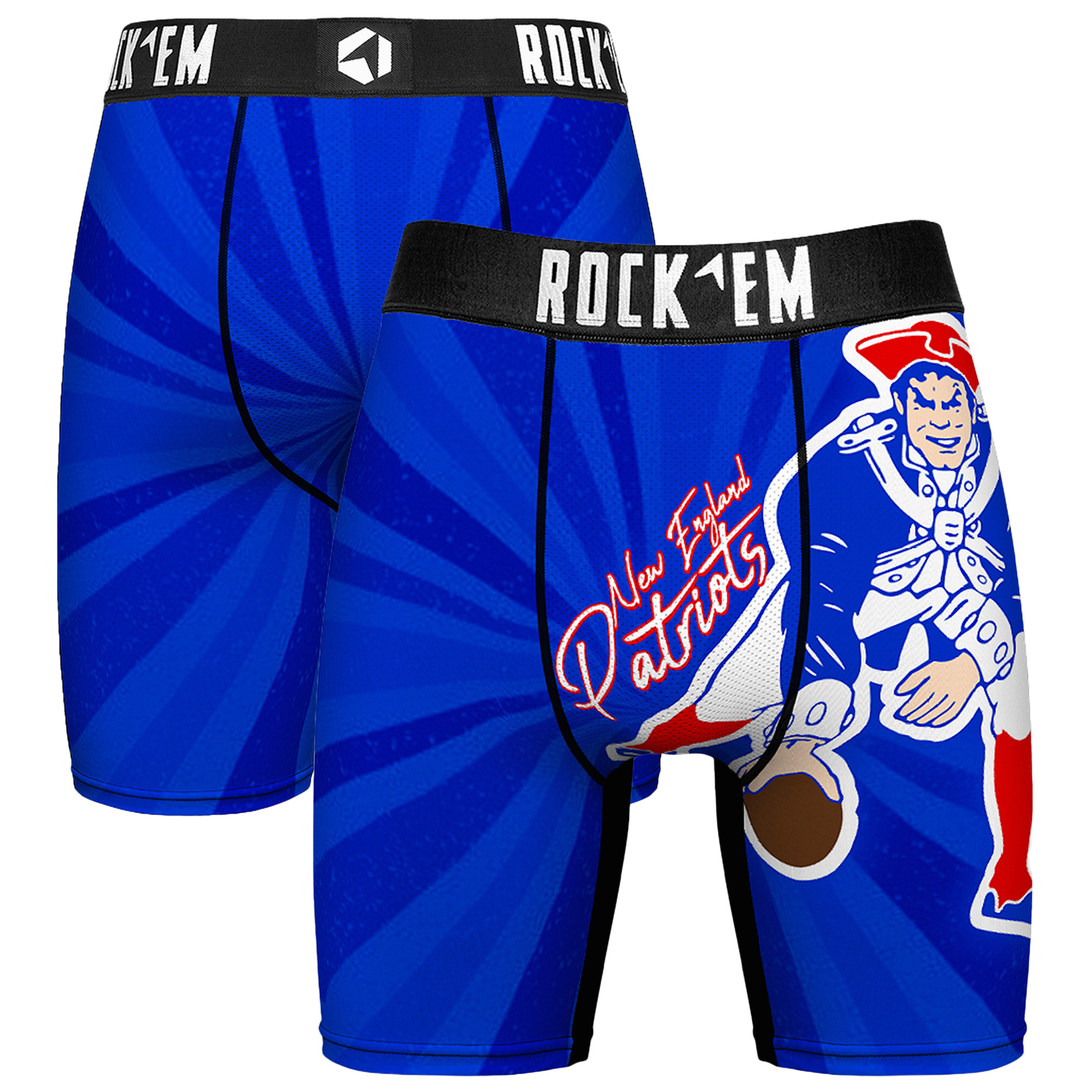 Men's Rock Em  Navy New England Patriots Throwback Swirl Boxer Briefs