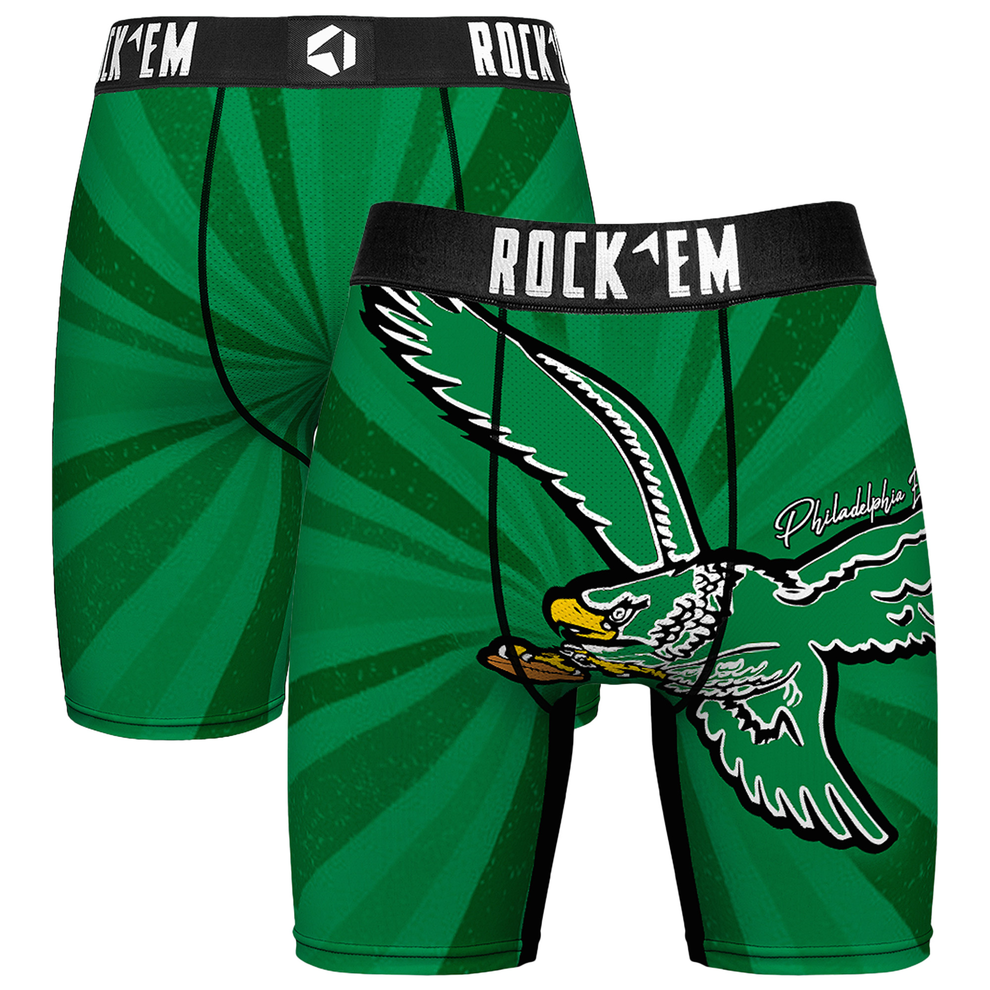 Men's Rock Em  Green Philadelphia Eagles Throwback Swirl Boxer Briefs