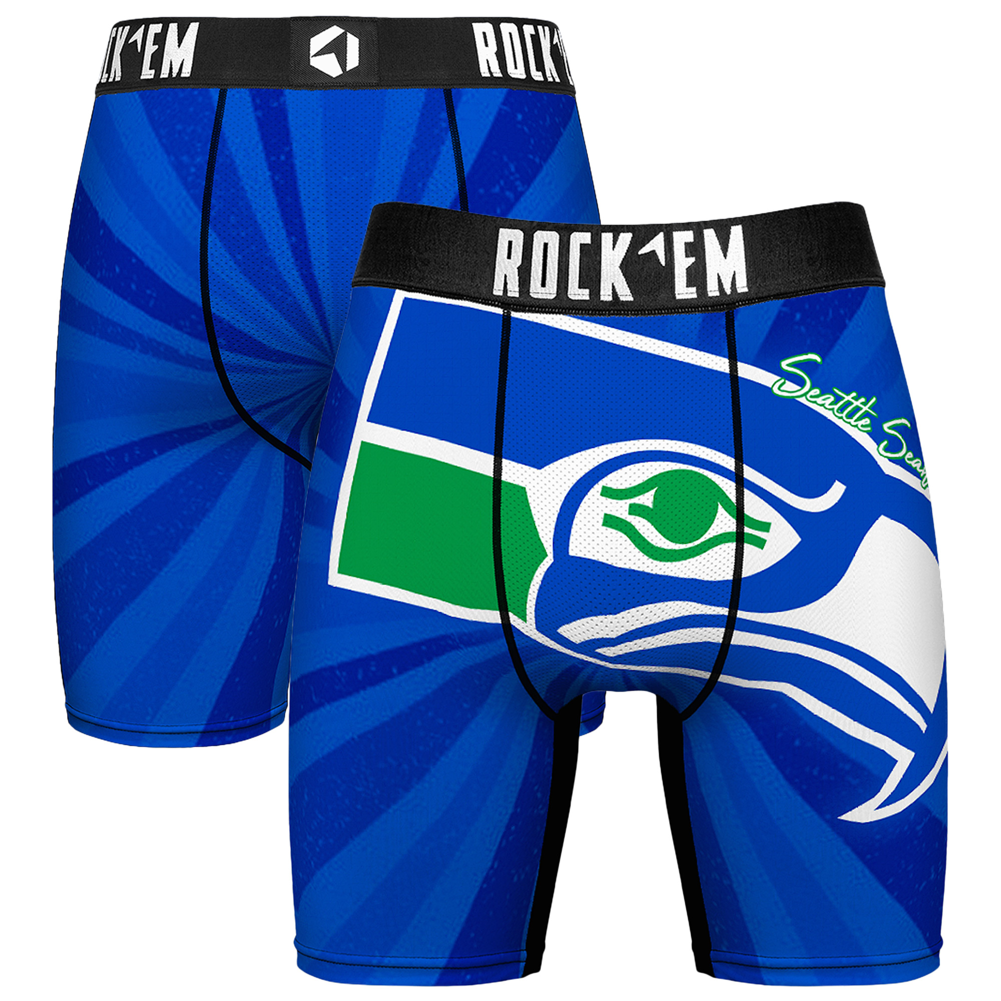 Men's Rock Em Navy Seattle Seahawks Throwback Swirl Boxer Briefs