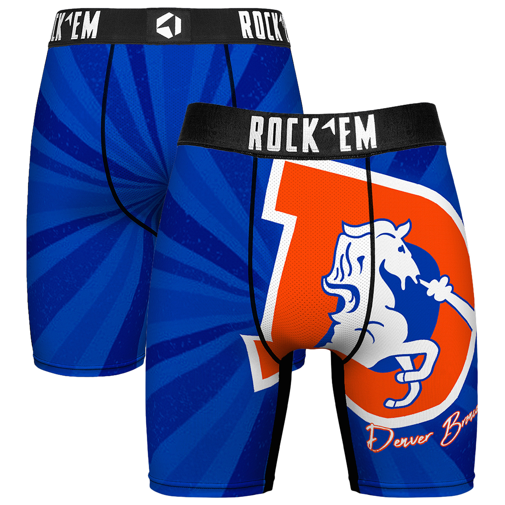 Men's Rock Em  Navy Denver Broncos Throwback Swirl Boxer Briefs