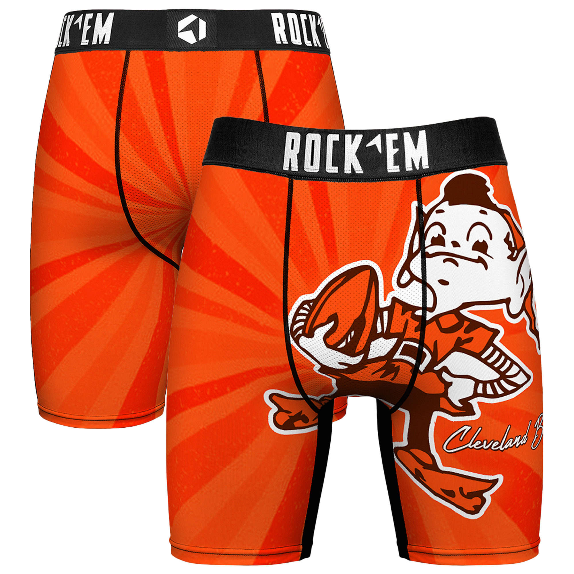 Men's Rock Em  Orange Cleveland Browns Throwback Swirl Boxer Briefs