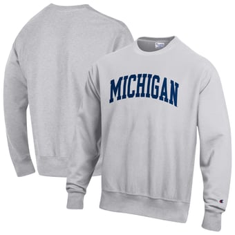 Men's Champion Gray Michigan Wolverines Reverse Weave Fleece Sweatshirt