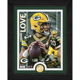 "Highland Mint Jordan Love Green Bay Packers 13"" x 16"" Bronze Coin Photo Mint"