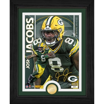 "Highland Mint Josh Jacobs Green Bay Packers 13"" x 16"" Bronze Coin Photo Mint"