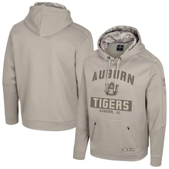 Men's Colosseum Oatmeal Auburn Tigers Big & Tall Operation Hat Trick Battalion Hoodie Sweatshirt