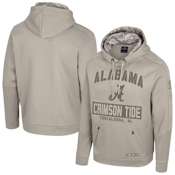 Men's Colosseum Oatmeal Alabama Crimson Tide Big & Tall Operation Hat Trick Battalion Hoodie Sweatshirt