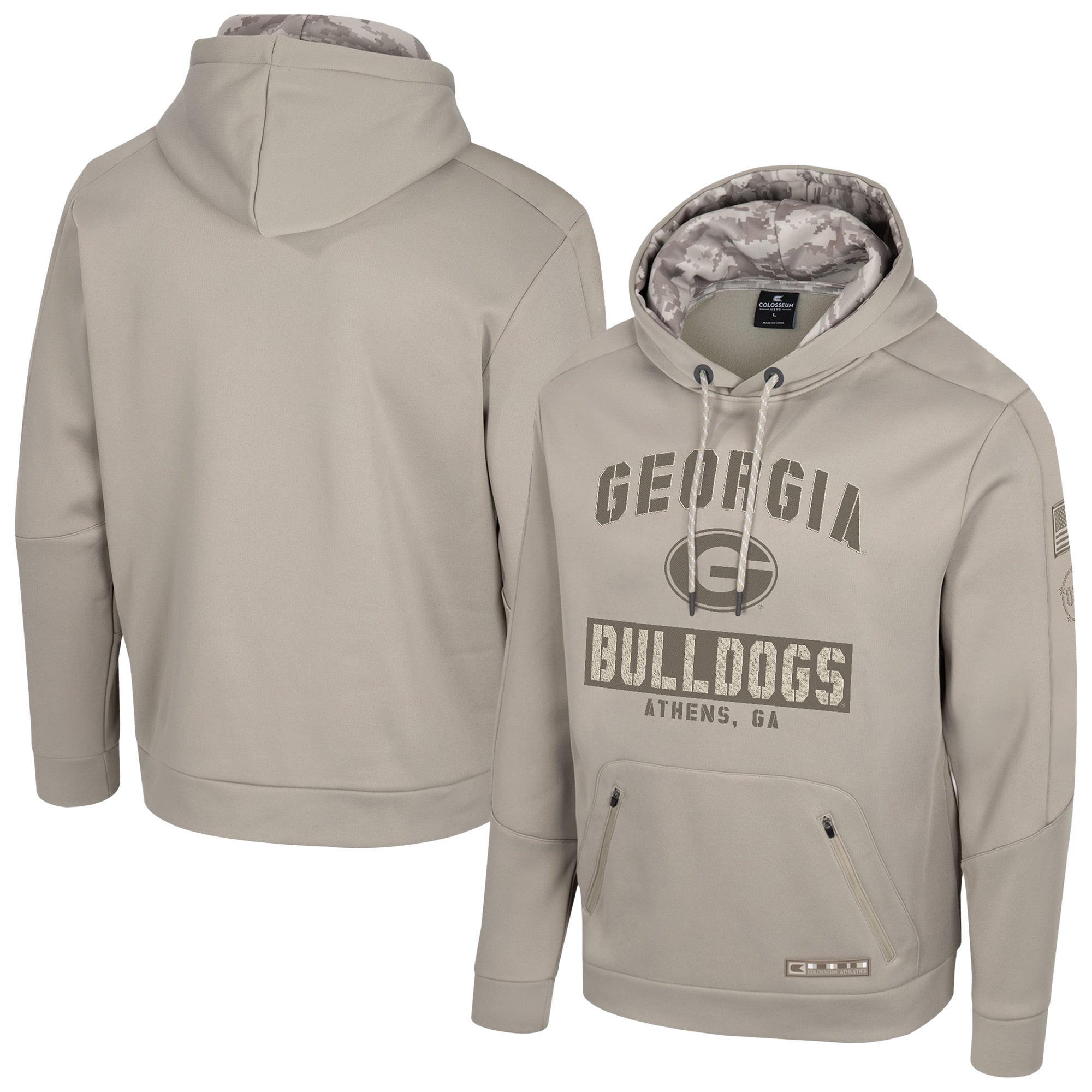 Men's Colosseum Oatmeal Georgia Bulldogs Big & Tall Operation Hat Trick Battalion Hoodie Sweatshirt