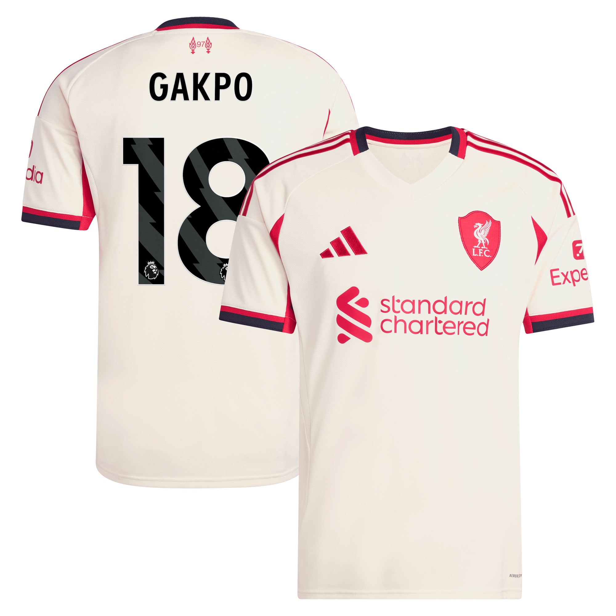 Maillot adidas Liverpool Extérieur 25/26 avec flocage Gakpo 18