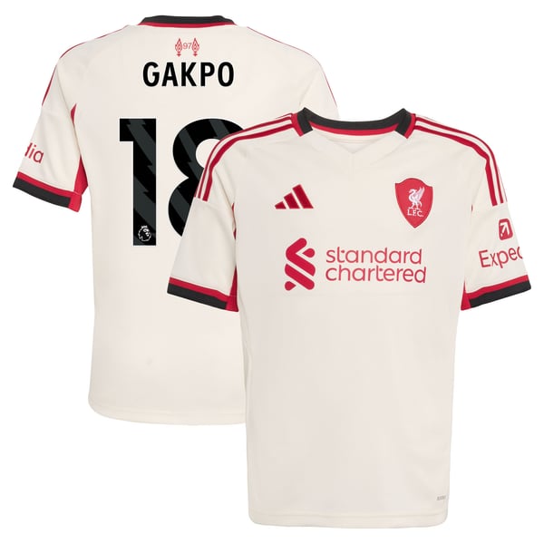 Maillot adidas Liverpool Extérieur 25/26 - Enfant avec flocage Gakpo 18