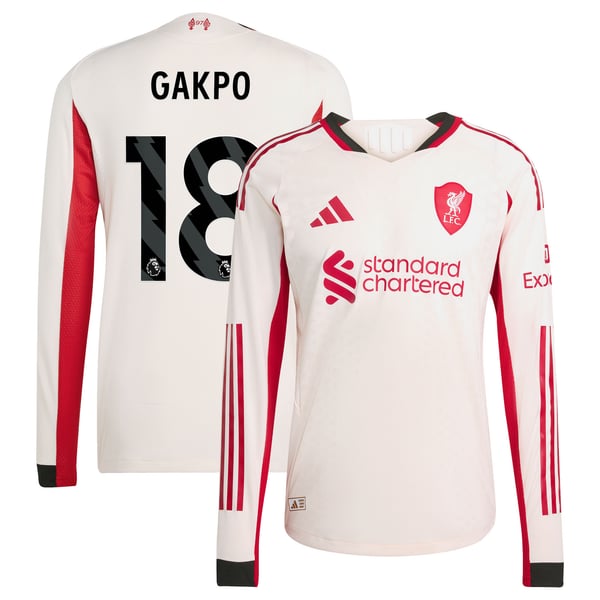 Maillot Authentique adidas Liverpool Extérieur 25/26 - Manches Longues avec flocage Gakpo 18