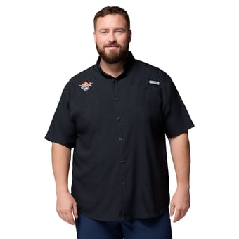 Men's Columbia  Black Texas Longhorns Big & Tall Tamiami Omni-Shade Button-Down Shirt