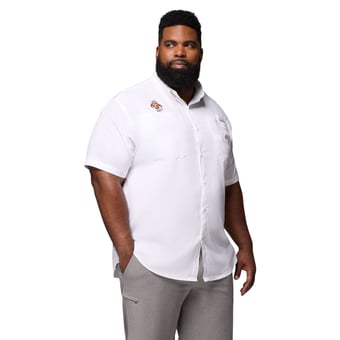 Men's Columbia  White Tennessee Volunteers Big & Tall Tamiami Omni-Shade Button-Down Shirt