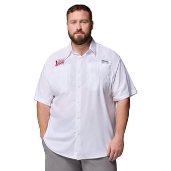 Men's Columbia  White Oklahoma Sooners Big & Tall Tamiami Omni-Shade Button-Down Shirt