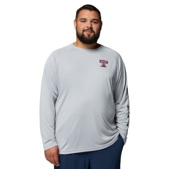 Men's Columbia  Gray Texas A&M Aggies Big & Tall Terminal Tackle Long Sleeve Omni-Shade T-Shirt