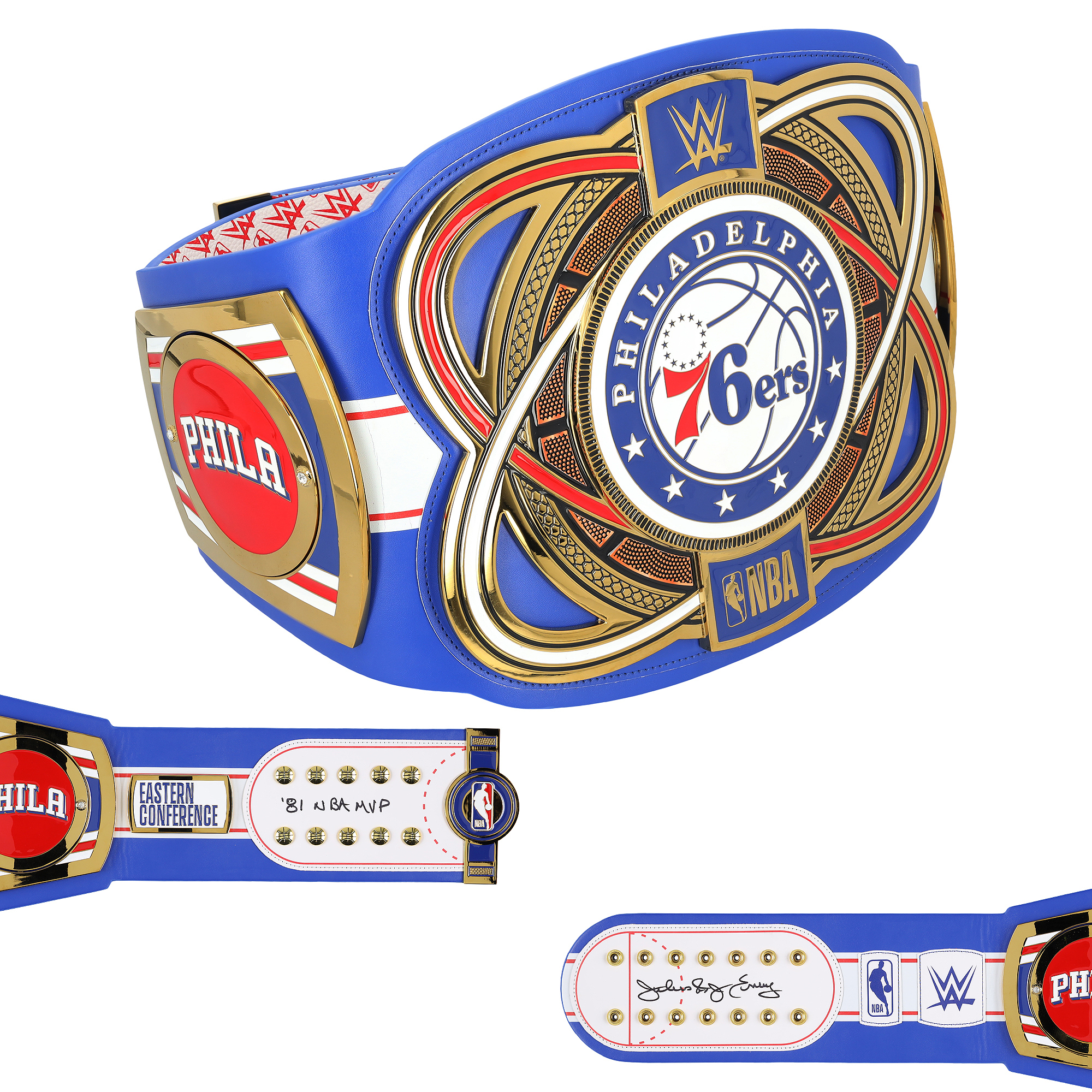 Julius Erving Philadelphia 76ers Autographed WWE Legacy Title Belt with "81 NBA MVP" Inscription