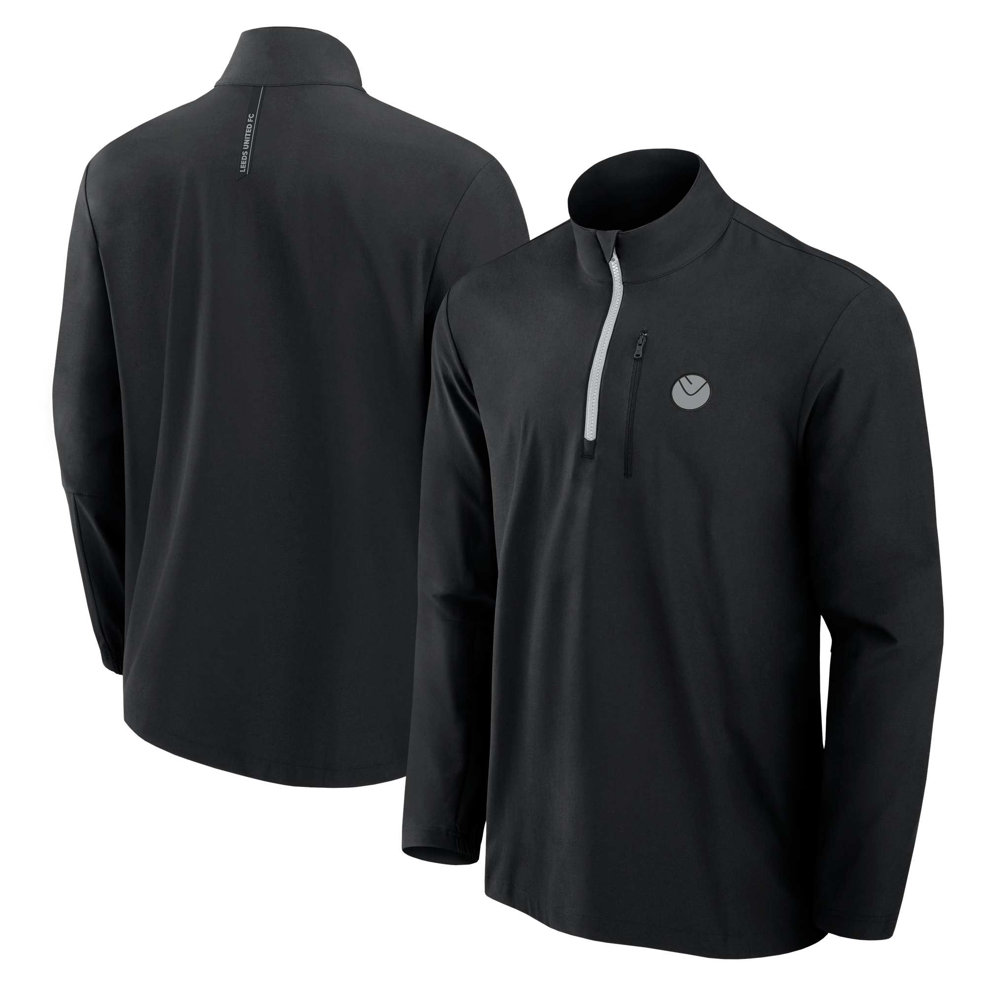 Leeds United Woven 1/4 Zip Top - Black - Mens