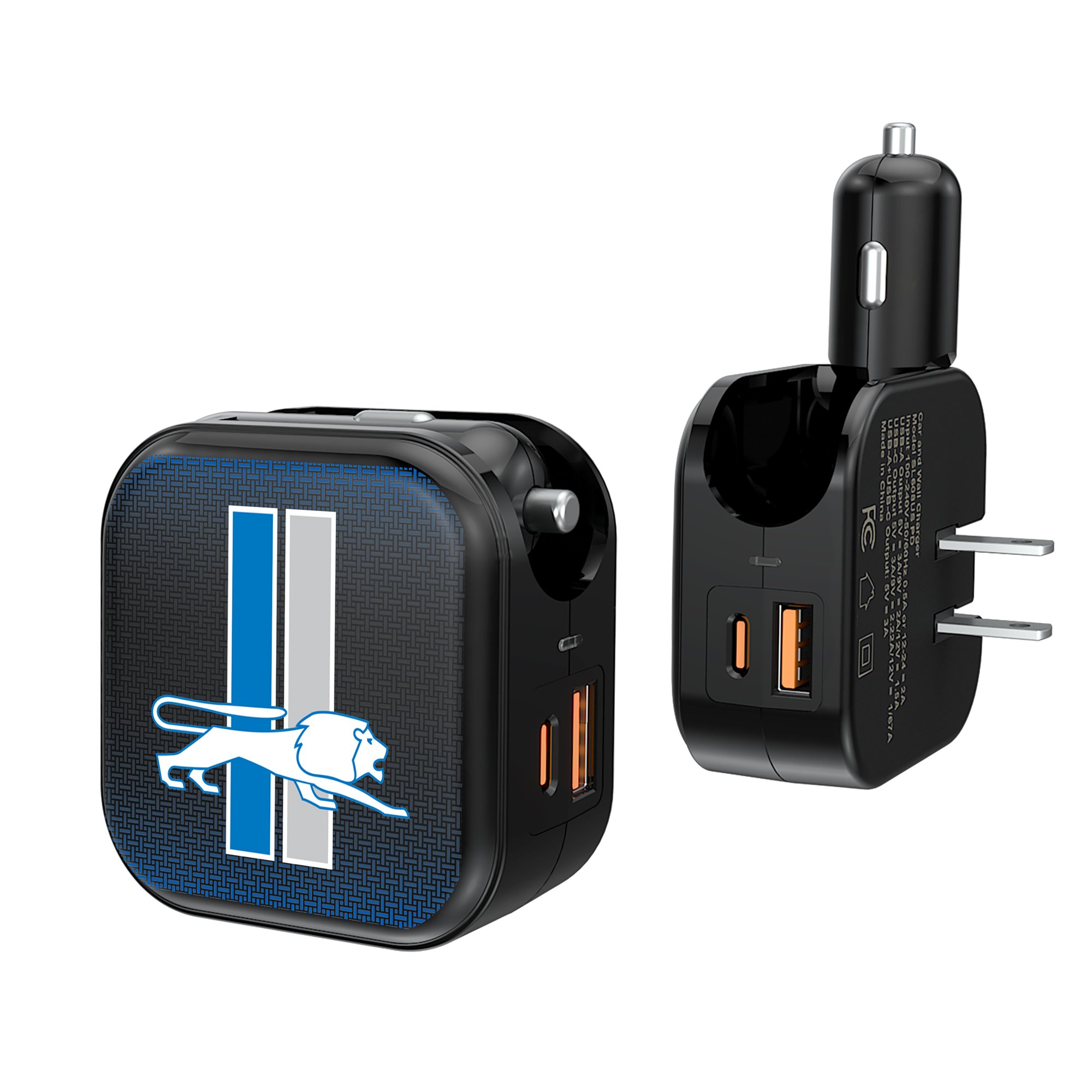 Keyscaper Detroit Lions 2-in-1 USB A/C Charger