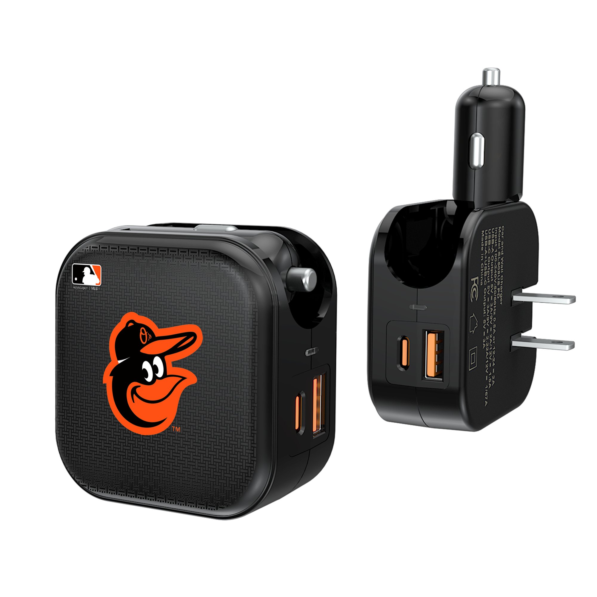 Keyscaper Baltimore Orioles 2-in-1 USB A/C Charger