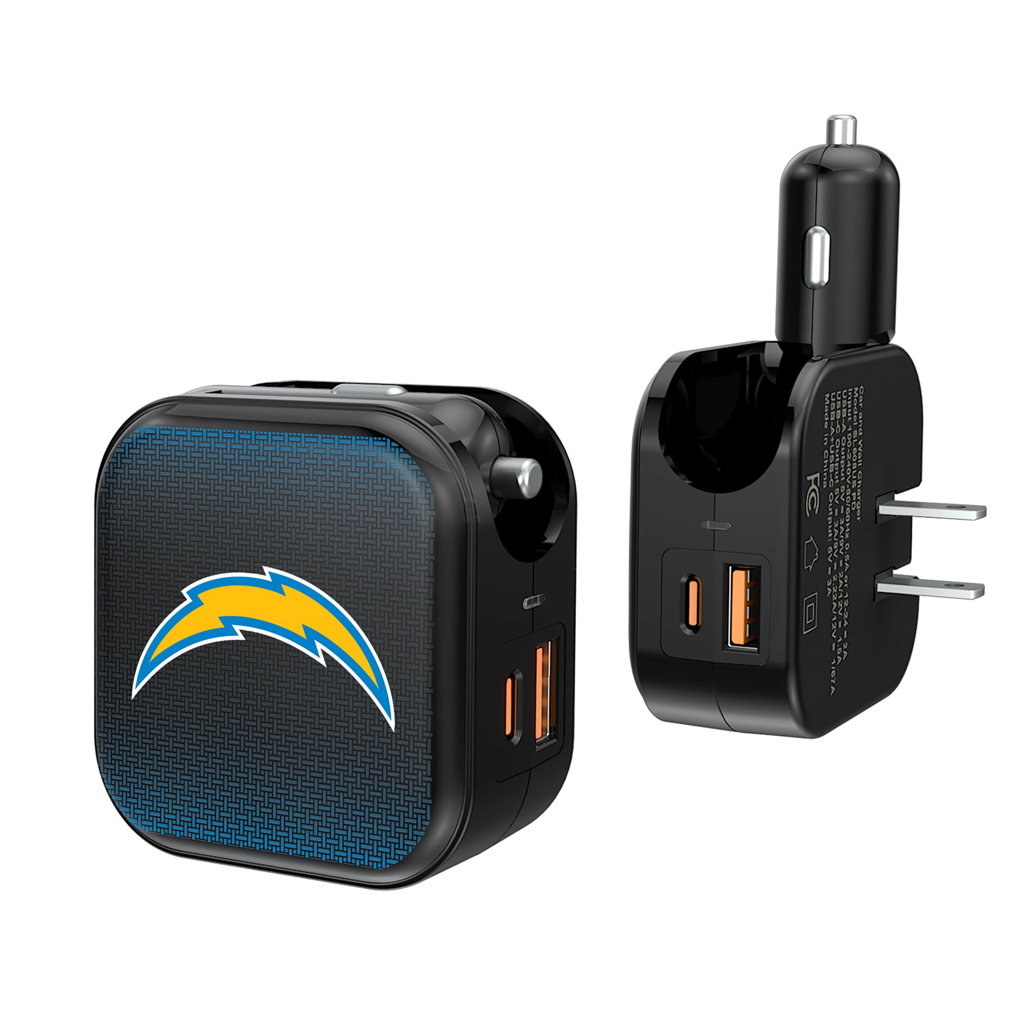 Keyscaper Los Angeles Chargers 2-in-1 USB A/C Charger