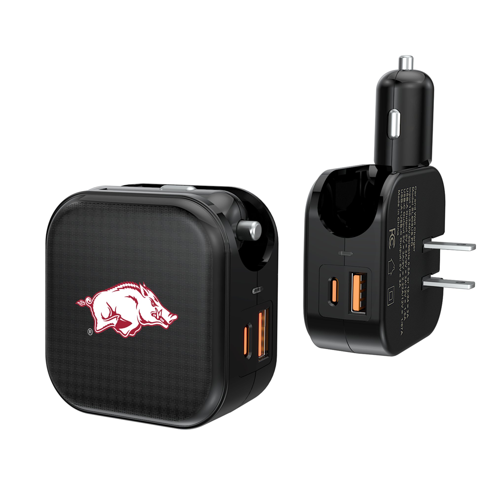 Keyscaper Arkansas Razorbacks 2-in-1 USB A/C Charger