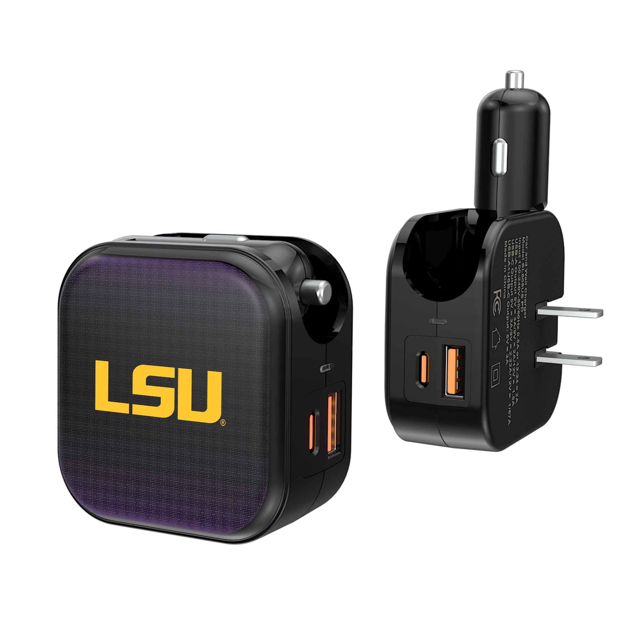 Keyscaper LSU Tigers 2-in-1 USB A/C Charger