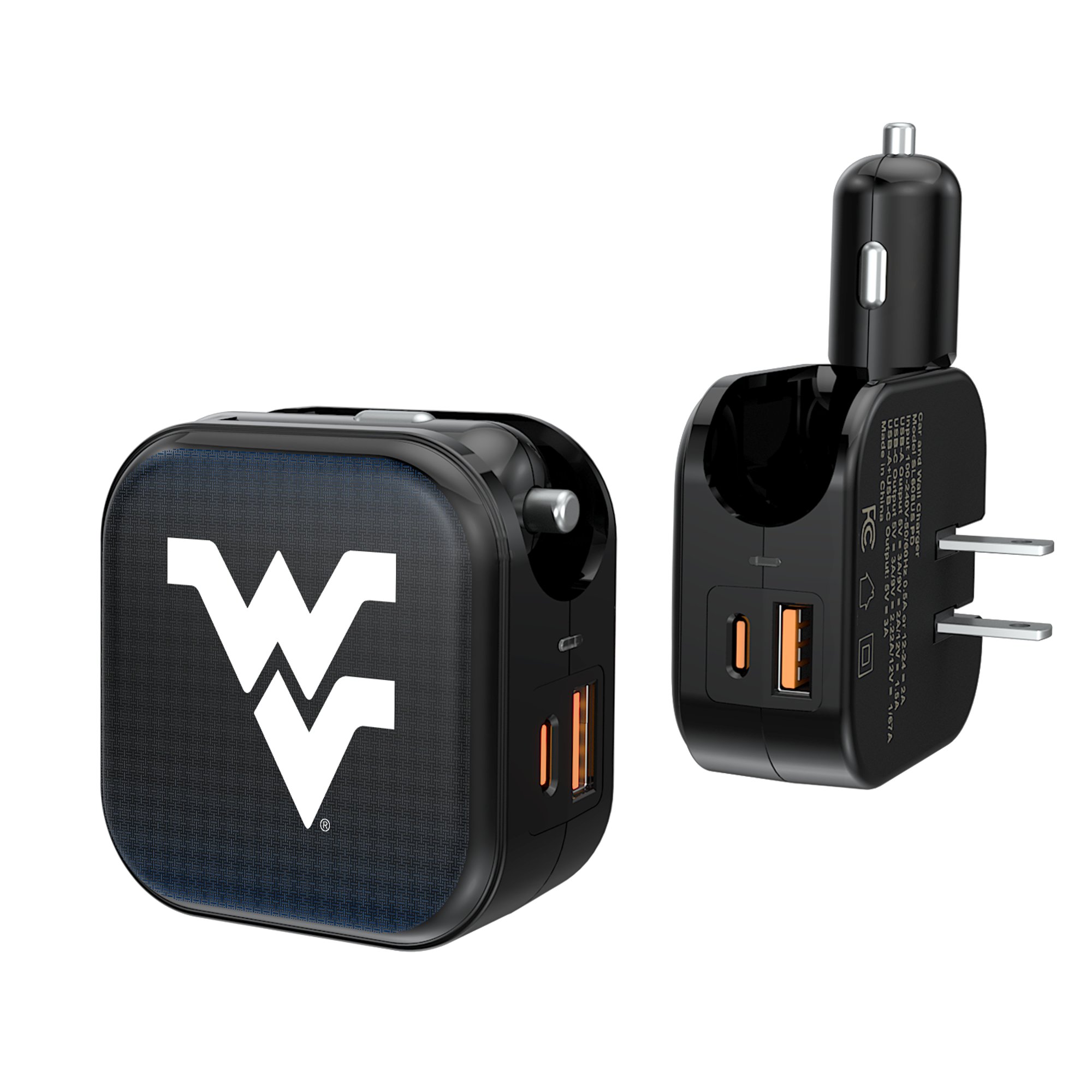 Keyscaper West Virginia Mountaineers 2-in-1 USB A/C Charger