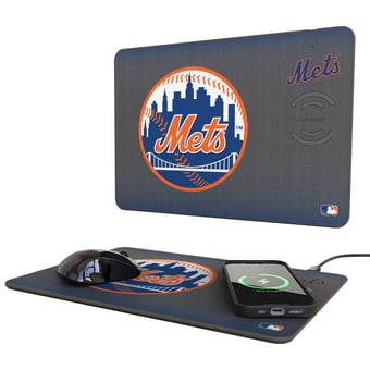 Keyscaper New York Mets Linen Print 15W Fast Wireless Charger and Mouse Pad