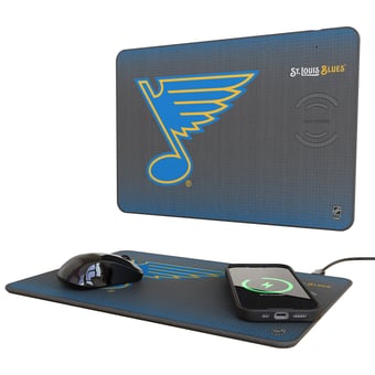 Keyscaper St. Louis Blues Linen Print 15W Fast Wireless Charger and Mouse Pad
