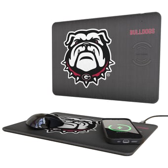 Keyscaper Georgia Bulldogs Linen Print 15W Fast Wireless Charger and Mouse Pad