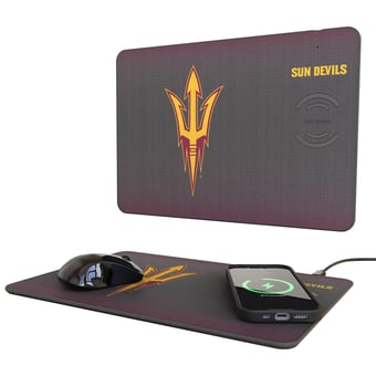 Keyscaper Arizona State Sun Devils Linen Print 15W Fast Wireless Charger and Mouse Pad