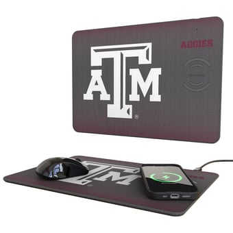 Keyscaper Texas A&M Aggies Linen Print 15W Fast Wireless Charger and Mouse Pad
