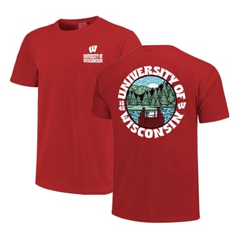 Men's  Red Wisconsin Badgers Comfort Colors Thick Lined Landscape T-Shirt
