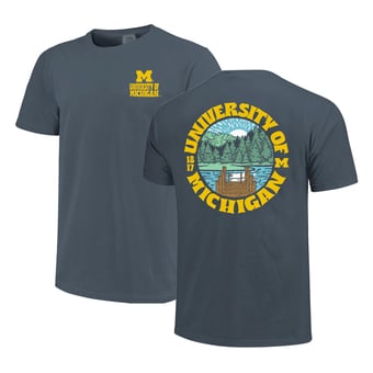 Men's  Navy Michigan Wolverines Comfort Colors Thick Lined Landscape T-Shirt
