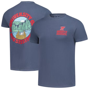 Men's  Navy Ole Miss Rebels Comfort Colors Thick Lined Landscape T-Shirt