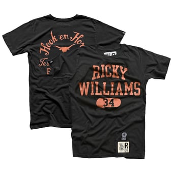 Men's Roots of Fight Ricky Williams Black Texas Longhorns Name & Number T-Shirt