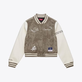 Women's Mitchell & Ness Cream Dallas Cowboys Full-Snap Varsity Jacket