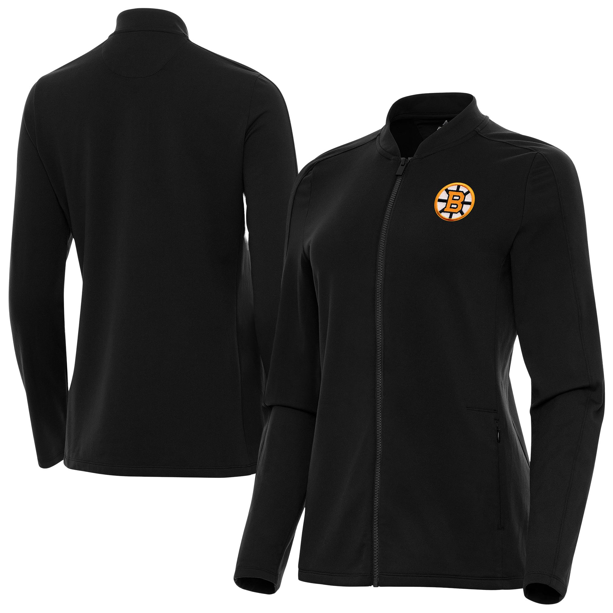 Women's Antigua Black Boston Bruins Continual Full-Zip Jacket