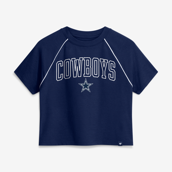 Women's Fanatics Navy Dallas Cowboys Offensive Scheme Raglan Tri-Blend Cropped Top