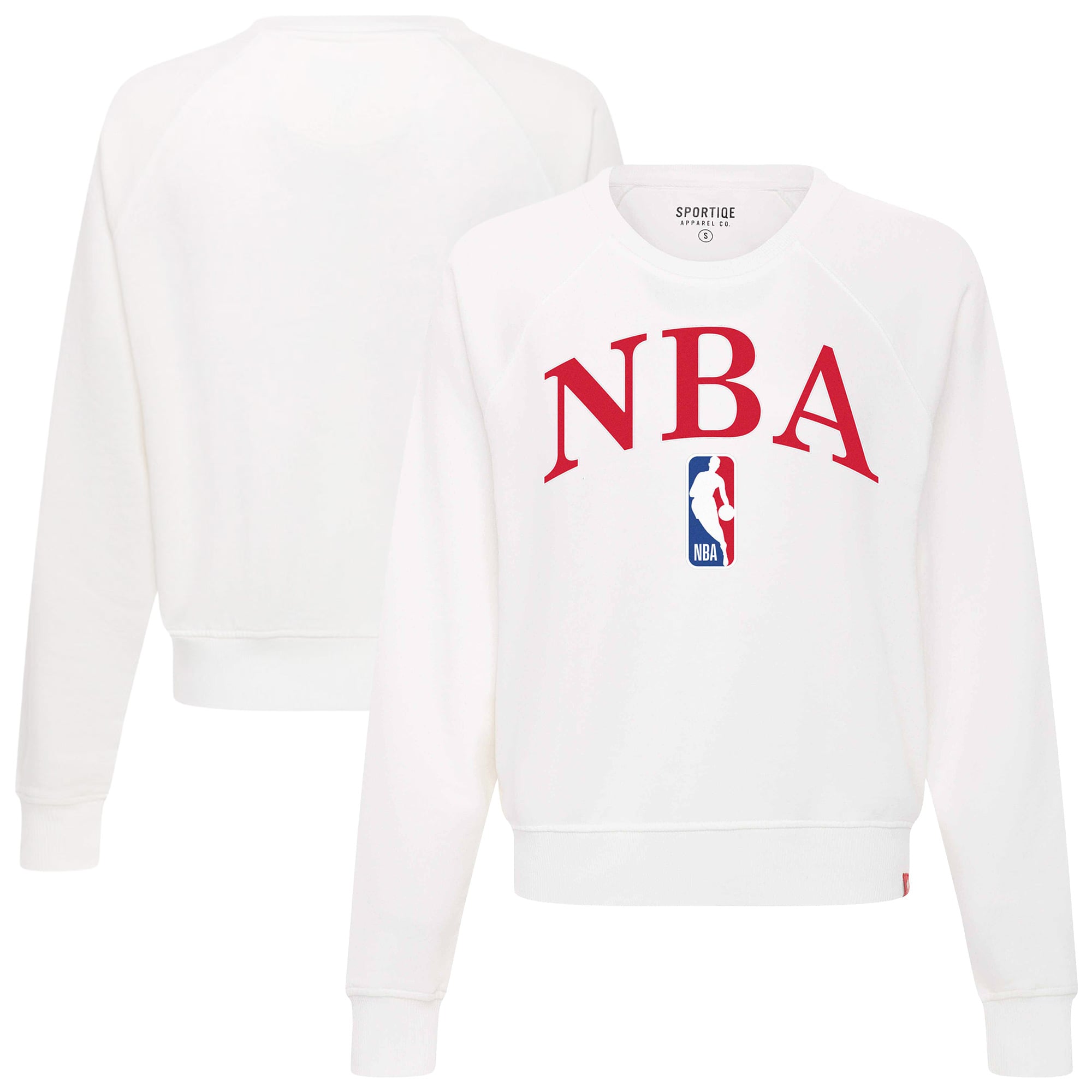 Women's Sportiqe  White NBA Ashlyn Raglan Cropped Sweatshirt