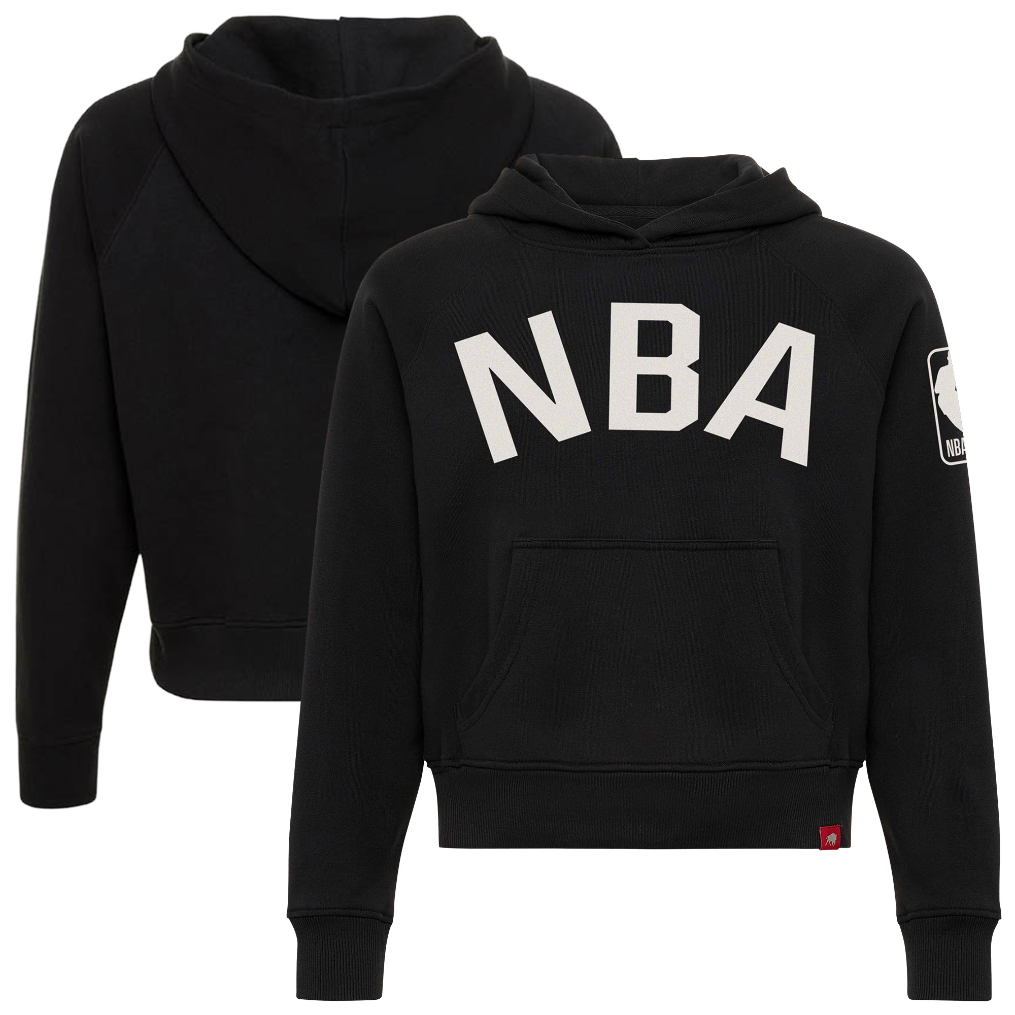 Women's Sportiqe Black NBA Ella Raglan Cropped Hoodie