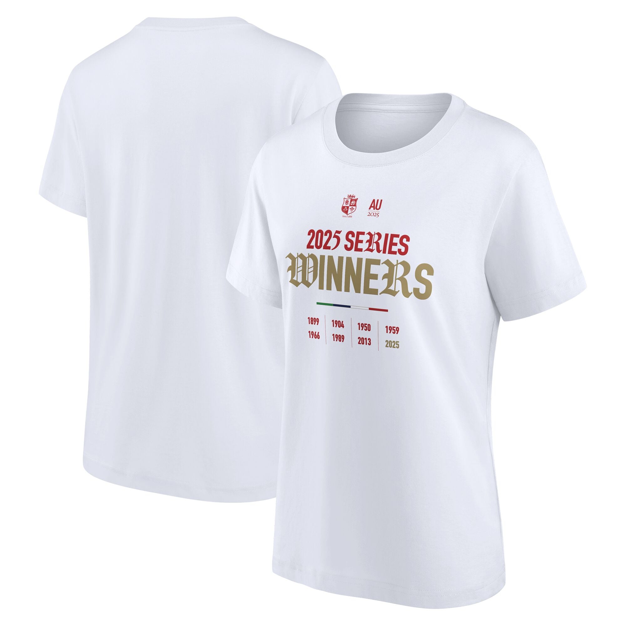 British & Irish Lions 2025 Champions Graphic T-Shirt - Womens - White: retailer-supplied image