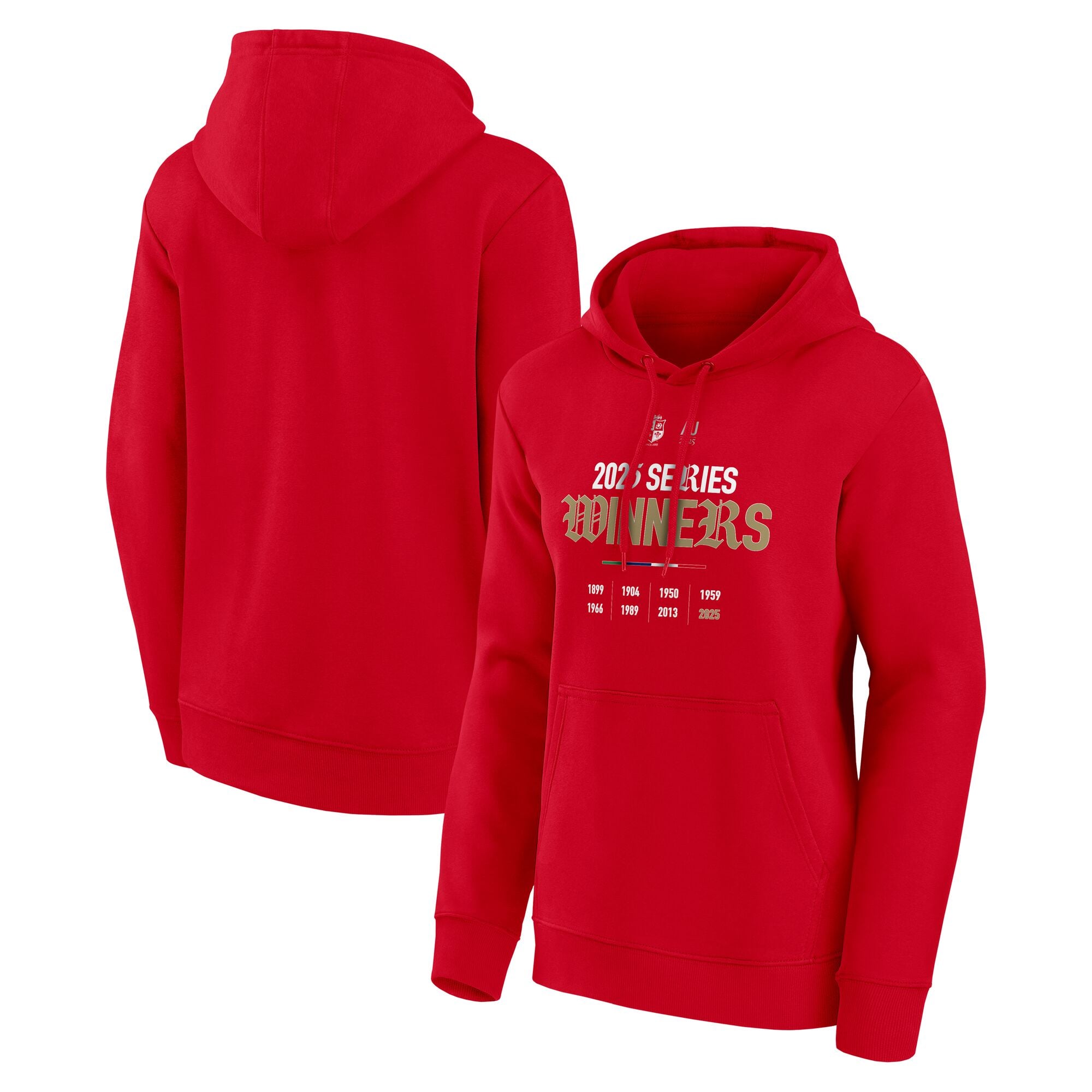 British & Irish Lions 2025 The Lions Champions Graphic Hoodie - Womens - Red: retailer-supplied image