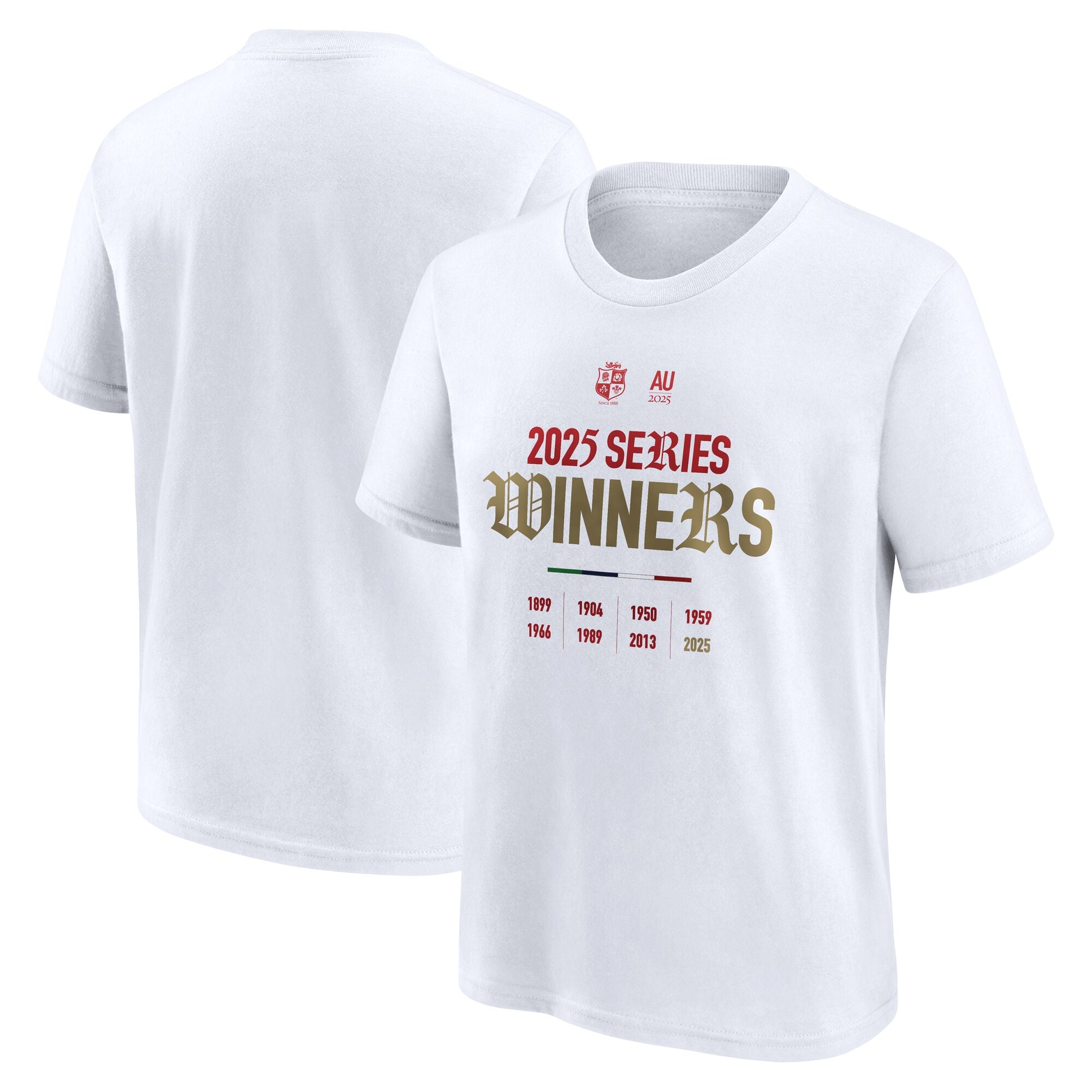 British & Irish Lions 2025 The Lions Champions Graphic T-Shirt - Junior - White: retailer-supplied image
